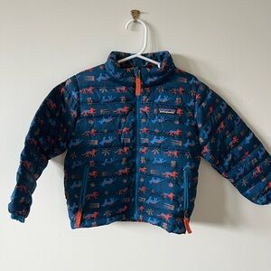 Patagonia Toddler Down Sweater Blue Jacket with Red Accents